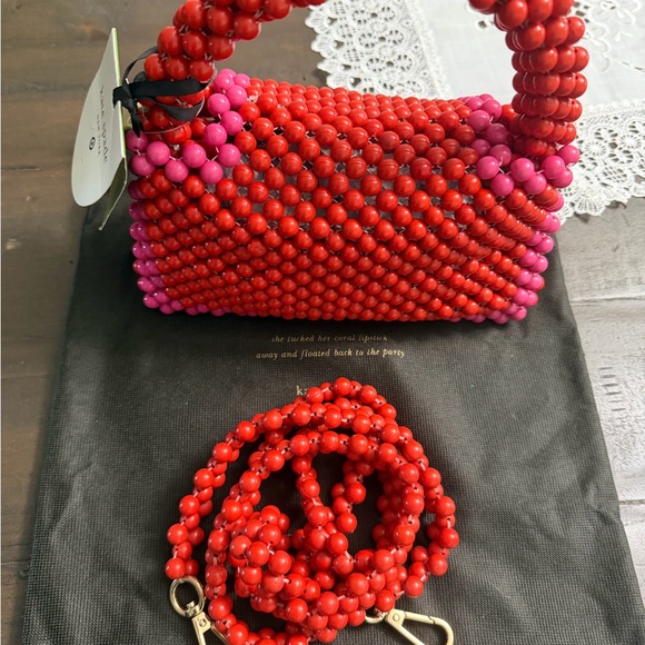 Kate Spade Vibrant Red and Pink Beaded Crossbody Mini Bag - Picture 4 of 14